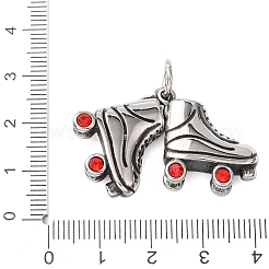 304ステンレススチールラインストーンペンダント  ローラースケート/シューズチャーム  アンティークシルバー  21x19x8mm  丸カン：8x1.5ミリ  内径：5mm&nbsp;STAS-P443-02AS