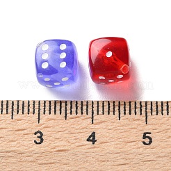 透明なアクリルビーズ  サイコロ  ミックスカラー  10x10.5x10.5mm  穴：1.2mm&nbsp;X1-OACR-D301-05C