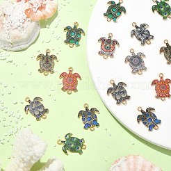 60 個 10 色プリント合金コネクタチャーム  ウミガメリンク  カドミウムフリー＆ニッケルフリー＆鉛フリー  ミックスカラー  23~24x17.5~18x1.5~1.6mm  穴：1.6~1.8mm  6個/カラー&nbsp;ENAM-CJ0005-63