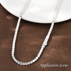 スターリングシルバーのクリアキュービックジルコニアチェーン925本  テニスブレスレットネックレス作り用  プラチナメッキ  3x3mm&nbsp;STER-C016-02B-P02