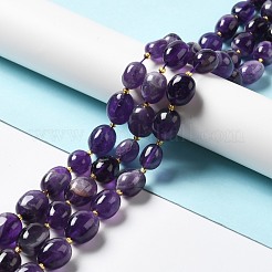 天然石アメジストビーズ連売り  オーバル  9.5~19.5x8~13.5x5.5~13mm  穴：0.9~1.2mm  約24~27個/連  14.96~15.55''（38~39.5センチメートル）&nbsp;G-B028-B10