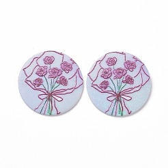アクリルカボション  ヘアピン用  ヘア＆イヤリングアクセサリー  花柄とフラットラウンド  カメリア  34.5x2.5mm&nbsp;MACR-C002-11