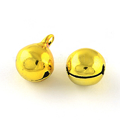 PVD真空メッキ真鍮ベルチャームペンダント  ミックスカラー  10x7~8mm  穴：1.5mm&nbsp;KKB-R002-8mm-M