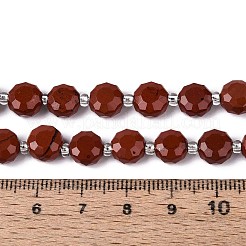 天然石レッドジャスパービーズ連売り  フラットラウンド  ファセットコインビーズ  シードビーズで  8~9x8~9x5~6mm  穴：1~1.2mm  約38~40個/連  15.16~15.75''（38.5~40センチメートル）&nbsp;G-B153-A21