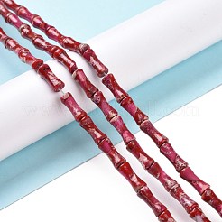 ナチュラルインペリアルジャスパービーズ連売り  染め  竹の棒  クリムゾン  12x5mm  穴：0.5mm  約34個/連  15.94''（40.5センチメートル）&nbsp;G-P475-01I