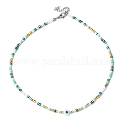 Handmade Evil Eye Lampwork & Glass Seed Beads Beaded Necklaces for Women&nbsp;NJEW-JN05445