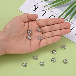201 ステンレススチール 5 枚の花びらの花のフィリグリー ファンシー ビーズ キャップ  ステンレス鋼色  10x5mm  穴：1mm&nbsp;STAS-E088-01