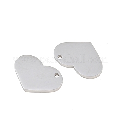 304ステンレスペンダント  ハートチャーム  空白タグのスタンプ  ステンレス鋼色  10x16x1.5mm  穴：1.2mm&nbsp;SA-CBAB99D-01P