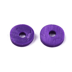 手作り樹脂粘土ビーズ  ジュエリー工芸用品のDIY用  ディスク/フラットラウンド  ヒシビーズ  暗い蘭  6x1mm  穴：2mm  約1175個/50g&nbsp;X-CLAY-Q251-6.0mm-98