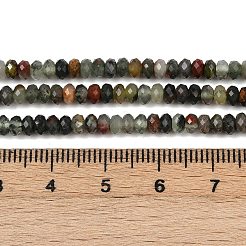 天然のアフリカブラッドストーンビーズ連売り  多面カット  ロンデル  2.5x4mm  穴：0.7mm  約166個/連  15.28''~15.35''（38.8~39センチメートル）&nbsp;G-S388-A02-3x4mm
