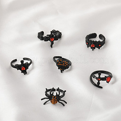 6Pcs 6 Styles Alloy Rhinestone Cuff Rings Sets&nbsp;WG9487C-01