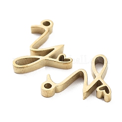 304ステンレススチールチャーム  レーザー切断  14KGP本金メッキ  文字y  12x10x1.5mm  穴：1mm&nbsp;X-STAS-M327-02G-Y
