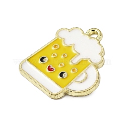 食品合金エナメルペンダント  ライトゴールド  ビール  22.5x19x1.5mm  穴：1.8mm&nbsp;ENAM-I065-03LG-03