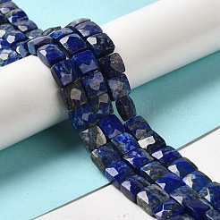 天然石ラピスラズリビーズ連売り  多面カット  正方形  9~10.5x9~10.5x5~5.5mm  穴：1mm  約39~42個/連  14.96~15.35インチ（38~39cm）&nbsp;G-C109-A17-02