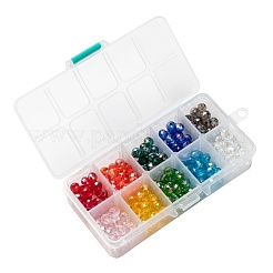 10色の電気メッキガラスビーズ  ABカラーメッキ  多面カット  ロンデル  ミックスカラー  8x6mm  穴：1mm  10色  30個/カラー  300個/箱&nbsp;EGLA-JP0002-01B-8mm