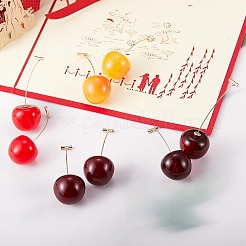 4Pair 4 Colors Lifelike Cherry Dangle Stud Earrings&nbsp;EJEW-SZ0001-54