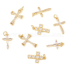 8Pcs 4 Styles Brass Micro Pave Cubic Zirconia Pendants&nbsp;KK-TA0002-91
