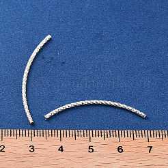 925 スターリングシルバー カーブ チューブ ビーズ  テクスチャ  銀  35x1.5mm  穴：0.7mm  27個/ 10g&nbsp;STER-H112-07B