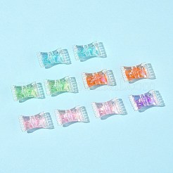 32 個の UV メッキレインボー虹色アクリルビーズ  ウサギの頭が付いたキャンディーの形  二層ビーズ  ミックスカラー  21.5x17x9.5mm  穴：3.5mm&nbsp;OACR-FS0002-14