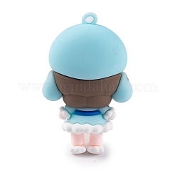 12 中国の十二支の女の子人形 PVC プラスチックペンダント  兎  56x35x23mm  穴：3mm&nbsp;KY-S172-16D