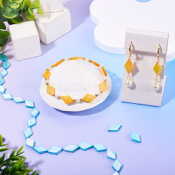 1連売り染め天然淡水貝ビーズ連売り  菱形  ミディアムターコイズ  13~16x8.5~10x2~3mm  穴：0.5mm  約26~29個/連  14.96~15.94インチ（38~40.5cm）&nbsp;SHEL-TA0001-27