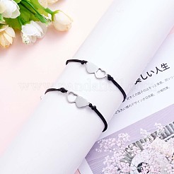 2個2スタイル430ステンレススチールハートリンクブレスレットセット  親友のカップルの家族のためのマッチカップルの調節可能なブレスレット  ステンレス鋼色  7-1/8~11-3/4インチ（18~30cm）  1個/スタイル&nbsp;JB714A