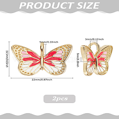 2Pcs Brass Enamel Pendants&nbsp;KK-LP0002-19C