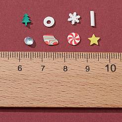 クリスマス ハンドメイド ポリマークレイ カボション 25g  ファッションネイルアートデコレーションアクセサリー  アクリルラインストーン付き  混合図形  ミックスカラー  3~10x1.5~10x0.5~3.5mm&nbsp;CLAY-FS0001-14