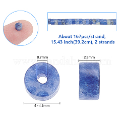 2連売り天然ソーダライトビーズ連売り  ヒシビーズ  ディスク  4~4.5x2.5mm  穴：0.7mm  約167個/連  15.43インチ（39.2cm）&nbsp;G-GO0001-41