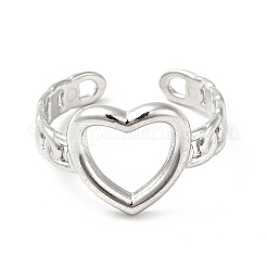 Non-Tarnish 304 Stainless Steel Heart Open Cuff Ring for Women&nbsp;RJEW-I085-11P