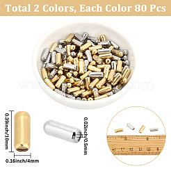 真鍮製イヤーナット 2色 160個  ピアスバックキャッチ  中にシリコーンを使って  コラム  ミックスカラー  10x4mm  穴：0.5mm  80個/カラー&nbsp;KK-PA0001-21