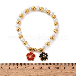 201 Stainless Steel Round Beaded Stretch Bracelets&nbsp;BJEW-C090-03G-C