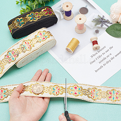 14m 2色 エスニック風 刺繍 ポリエステルリボン  ジャカードリボン  服飾材料  花柄  ミックスカラー  1-5/8インチ（40mm）  7m /カラー&nbsp;OCOR-GA0001-54