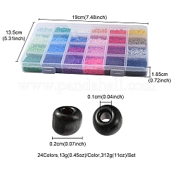 312g24色12/0ベーキングペイントガラスシードビーズ  ラウンド  ミックスカラー  2mm  穴：1mm  13 G /カラー&nbsp;SEED-YW0002-15