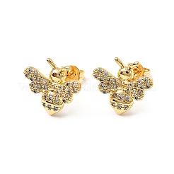 Bees Brass Micro Pave Clear Cubic Zirconia Stud Earrings&nbsp;EJEW-A135-08G
