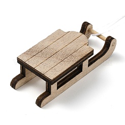 クリスマス未完成の木製ペンダント装飾  壁の装飾  麻紐付き  そり  13.2cm&nbsp;WOOD-D026-01F
