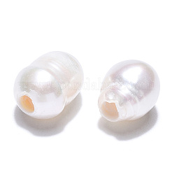 天然な培養された淡水パールビーズ  ライス  貝殻色  8.5~11x7~8mm  穴：2.2mm&nbsp;PEAR-N020-07E