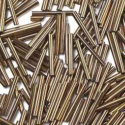 ガラス竹ビーズ  黄金メッキ  20x2~2.5mm  穴：0.5mm  約2000~2500個/袋&nbsp;SEED-R028-2x20-A03
