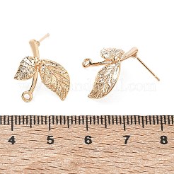 真鍮製スタッドピアスパーツ  葉  カン付き  18KGP本金メッキ  17x15mm  穴：1.5mm  ピン：1mm&nbsp;KK-CBA3EDE-02G