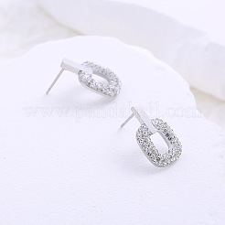 Stainless Steel Oval Dangle Stud Earrings&nbsp;UD6518-1