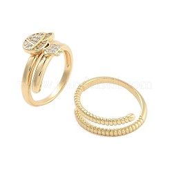 Brass Micro Pave Cubic Zirconia Boy Open Cuff Rings Set for Women&nbsp;RJEW-U002-12G