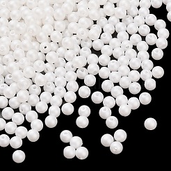 つや消しプラスチック製模造真珠ビーズ  ラウンド  ホワイト  4mm  穴：1mm&nbsp;KY-F022-4mm-01