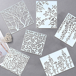 6Pcs 6 Styles Plants Theme PET Plastic Hollow Out Drawing Painting Stencils Templates&nbsp;DIY-GF0012-66