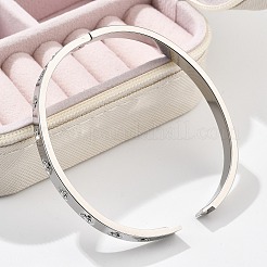 女性用304ステンレススチールラインストーンバングル  ハート  ステンレス鋼色  内径：2x2-3/8インチ（5x6cm）&nbsp;BJEW-Z092-15P