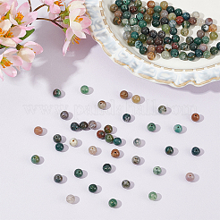 2 Strands Round Natural Indian Agate Gemstone Beads Strands&nbsp;G-AN0001-03