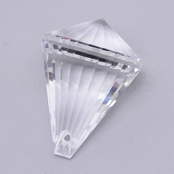 クリアガラスペンダント  シャンデリアクリスタル吊り下げペンダント用  多面カット  コーン  透明  42x31mm  穴：2mm&nbsp;GLAA-WH0022-26