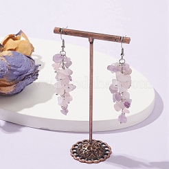 Natural Rose Quartz & Amethyst Chip Beaded Dangle Earrings&nbsp;EJEW-JE05369
