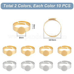 20Pcs 2 Styles Adjustable 304 Stainless Steel Finger Rings Components&nbsp;STAS-UN0057-19B