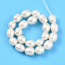 天然養殖淡水パールビーズ連売り  ライス  乳白色  7~9x6~7.5mm  穴：0.5mm  約43~44個/連  14.65~14.88''（37.2~37.8センチメートル）&nbsp;PEAR-N012-07Y