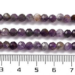 天然石アメジストビーズ連売り  多面カット  ラウンド  4.5~5mm  穴：0.6mm  約88個/連  15.35インチ（39cm）&nbsp;G-L581A-001B